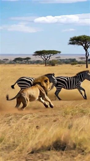Zebra Stampede! Lioness on the Hunt