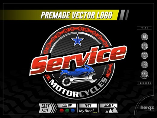Motorcycle Service Logo Template | Motorbike Mechanic Logotype and Digital Download Ready - Etsy