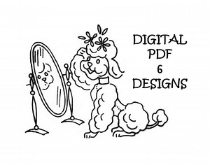 Vintage Poodle Embroidery Patterns- Digital PDF Download - DIY Tea Towels, Poodle Skirts, Wall Art, Quilts - Create Handmade Gifts for Her - Etsy