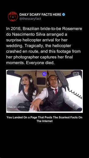 Thescaryfact ™ on Instagram: "In 2016, bride-to-be Rosemere do Nascimento Silva planned to surprise her groom by arriving at their wedding in a helicopter. Moments before landing, the helicopter crashed near São Paulo. Her photographer’s footage captured her smiling — unaware these were her final moments. All four aboard died instantly. 🔴 Follow @thescaryfact for more tragic true stories that turned celebration into heartbreak."