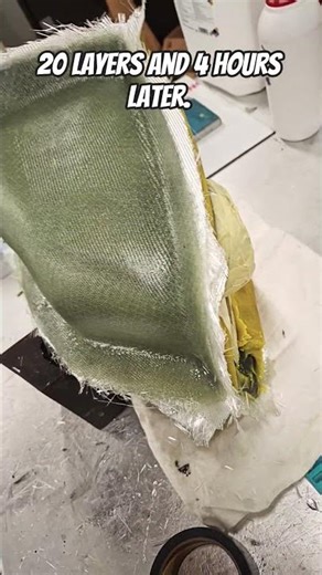 4hour and 20layers later for 1 part of 5part mould.high temp epoxy mould for prepreg carbon fiber.