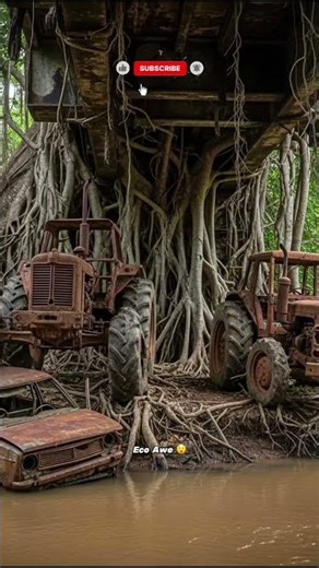 We found 2 abandoned Tractors and a car under an old bridge #shorts #wow