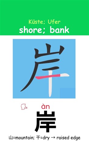 Chinese Writing: “shore | Küste” Step by Step #ChineseWriting #ChineseCalligraphy #UsefulChinese