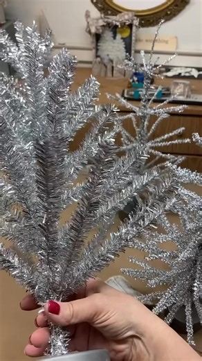 25K views · 344 reactions | $10 Target tree becomes an antique silver tinsel tree. | ellen j goods | Facebook