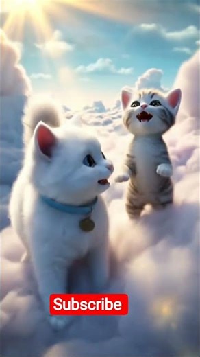 Cat & Kitten Playing in the Sky ☁️✨ Cloud Adventure