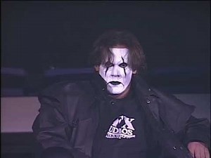 Sting appears high above Arena for the 1st time! Syxx calls him out. Sting leaves! (WCW)