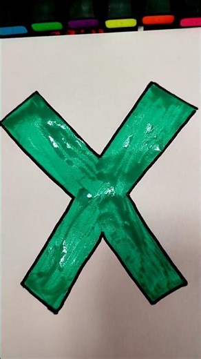 Drawing the Letter X with a Green Background and Pattern - ASMR #art #drawing