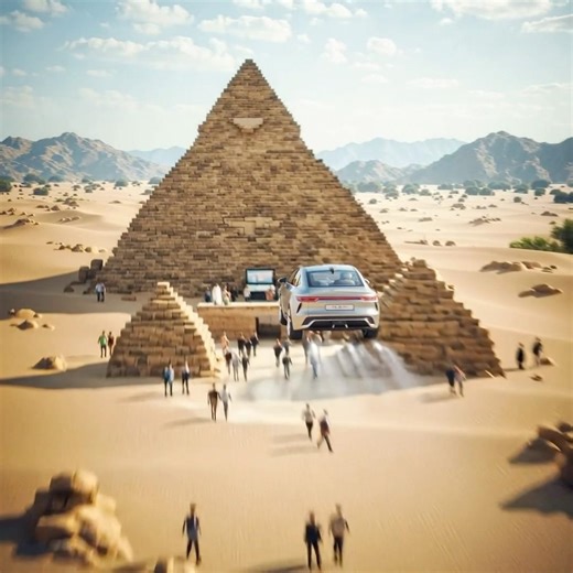 Flying Electric Car Over the Pyramids