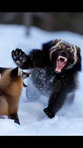 🐺😮fierce attack। Bear vs Fox।amazing fight scene।
