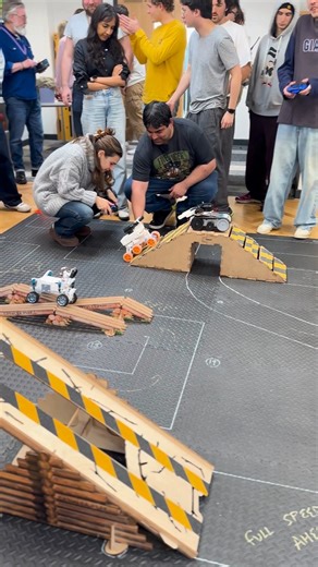 Loughborough Design on Instagram: "🔥Firebot Demo Day at SDCA! Our final‑year Product Design & Technology students built robots tough enough to take on a brutal obstacle course and extinguish candles at different heights. Turbo‑fans, crane arms, tank steering… this year’s builds were on another level. We even wrapped up with a robot‑sumo finale. A huge shout‑out to our students for proving what happens when design, engineering + making come together. #SDCA #ProductDesign #DesignInnovation #Engin
