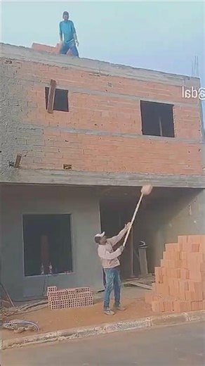 Manual Brick Lifting: Low-Tech Construction Technique #9work #youtubeshorts