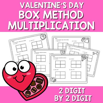 Valentine's Day 2 Digit by 2 Digit Multiplication | Box Method 4th Grade Math
