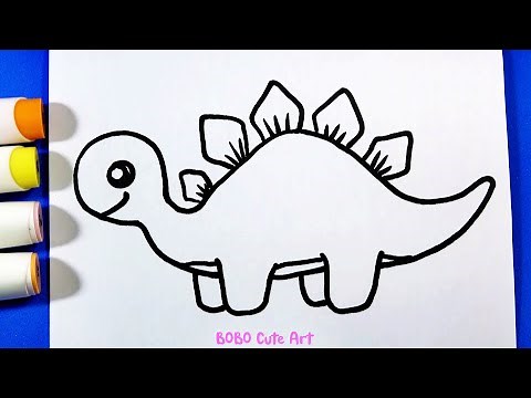 How to Draw a Cute Dinosaur step by step | BOBO Cute Art