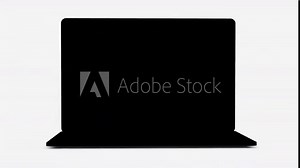 Laptop frameless screen - computer rotation from the top with opening the display. The video includes a green screen and a luma matte mask. Easy way to replace the background. 4k 60fps UHD. Stock Video