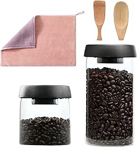 Vacuum Coffee Canister 2-Pack - 40oz & 30oz Coffee Storage Containers, Airtight Glass Coffee Containers for Freshness & Optimal Preservation