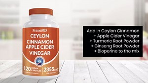 5-in-1 Ceylon Cinnamon Capsules 2355mg - Ceylon Cinnamon and Apple Cider Vinegar with Turmeric, Panax Ginseng, Cinnamon, and Bioperine, 120 ct
