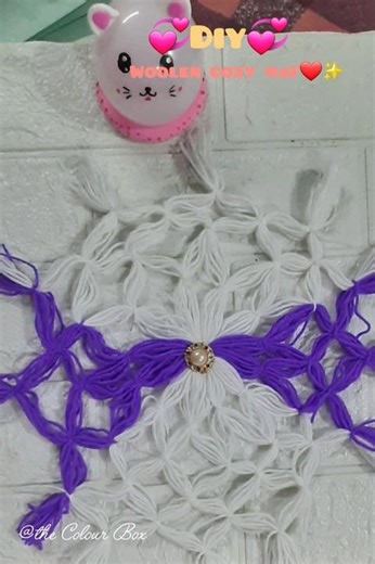 woolen table mat 💜🤍 #shorts #artandcraft #homedecor #woolencraft #tablemat #trending #viralshorts