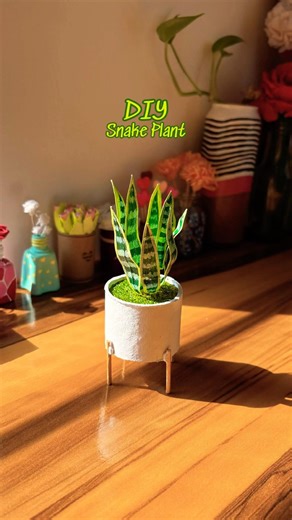 DIY Snake Plant 🌱 | Easy Miniature Plant Decoration Tutorial 🏡 #craft #diy