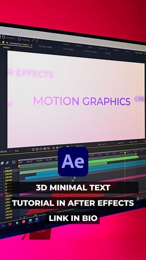 Abhishek Dubey on Instagram: "3D Minimal Text Animation in After Effects - No Plugins . Tutorial on my YouTube channel - Motion Nations (link in bio) . . Follow for more! . . #aftereffectstutorial #aftereffects #motiongraphics #motiondesign #animation #illustrator #adobe #adobeaftereffects #lettering #aftereffectstutorials #christmas #facebook #art #artist #design #tutorial #designer #illustration #creative #sports #reels #textanimation #logo #logoanimation #typedesign #typography #logodesigns #