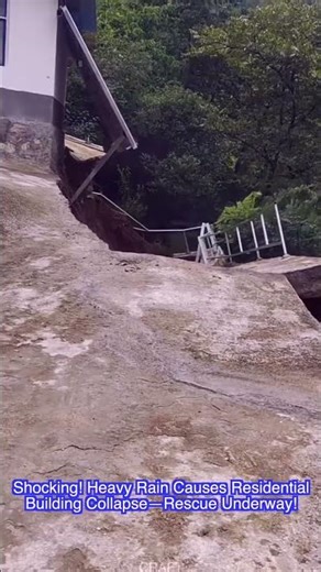 Shocking! Heavy Rain Causes Residential Building Collapse—Rescue Underway!