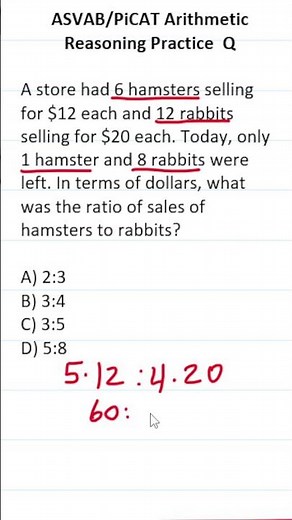 ASVAB/PiCAT Arithmetic Reasoning Practice Test Q: Ratios #acetheasvab with #grammarhero #afqt
