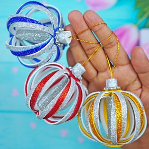 ❄Christmas Ornaments❄ Handmade Cute Ball Making For Upcoming Christmas Tree Decorations🎄 Very Easy Xmas Ball Making Tutorial With Eva Foam Sheet Paper #Christmas #crafts #homedecor #christmasball #christmas2024 | Creative Art & Craft Ideas