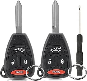 2 PCs Car Remote Key for Dodge Charger 2005-2007 Durango 2006-2009 Magnum 2005-2007 Aspen 2005-2009 Chrysler 300 2005-2007 Jeep Commander Grand Cherokee KOBDT04A