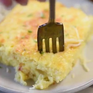 Looking for your next BRUNCH recipe? This CHEESY CHILE EGG CASSEROLE is what we always make! It's easy, super cheesy, and the perfect breakfast side dish, filled with diced | CrazyforCrust