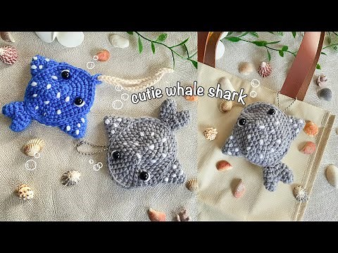 Crochet Whale Shark Pouch & Bag Charm 🐋 | Cute & Easy Ocean Animal No-Sew Tutorial 🐋