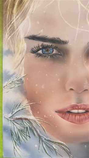 “First Snow” airbrush on Yupo synthetic paper. #snowfall❄️ #airbrush #realism #hyperrealism #fineart #portrait #iwataairbrush #createxillustrationcolors | His Painter Airbrush, LLC