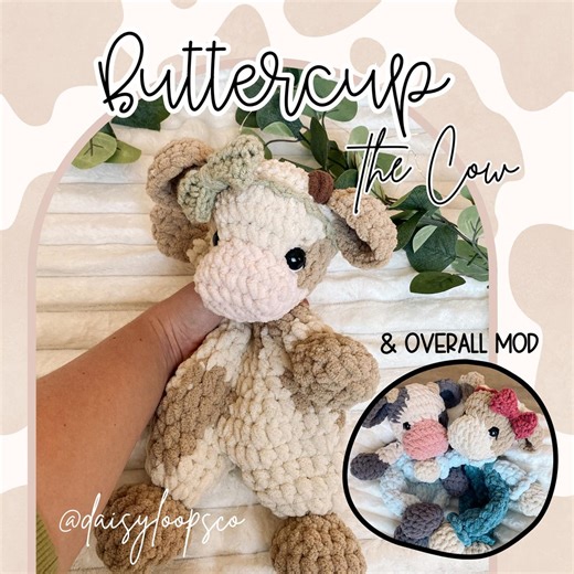 Crochet Buttercup the Cow Snuggler Pattern No Sew Digital PDF Farm Animal Stuffed Toy Tutorial Highland Lovey Snuggler Overall Mod - Etsy Canada