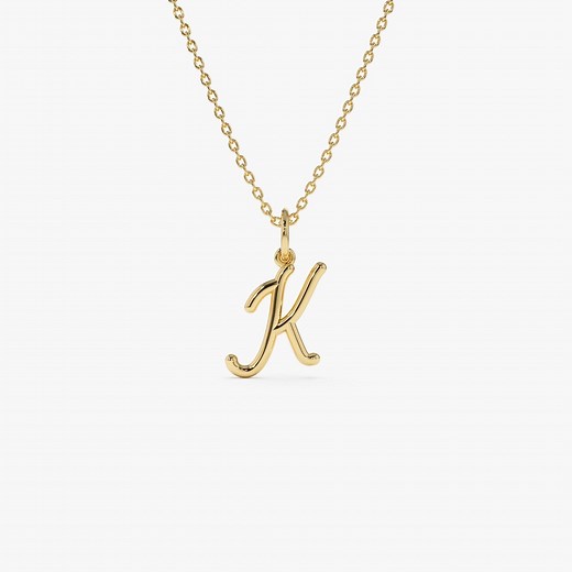 Gold Letter Necklace / 14K Gold Personalized Cursive Initial Necklace / Minimal 14K Gold Script Letter Charm for Women / Custom Gift - Etsy