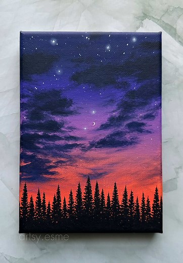 Velvet Twilight: A Dreamy Acrylic Painting Experience