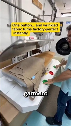 This Industrial Press Makes Jeans PERFECTLY CRISP in Seconds 😳🔥 #laundry #factory