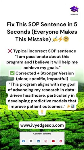 Fix This SOP Sentence in 5 Seconds Everyone Makes This Mistake ✍️⚡🤓 #SOPTips #GradSchool