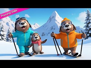 Wally the Skiing Walrus 🦭🎿, 3D Animated Nursery Rhyme, Fun Learning Song for Kids