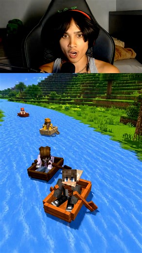 Competitive boat racing on a Minecraft water track