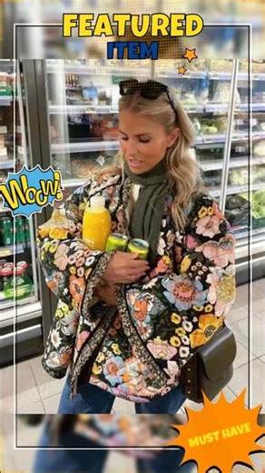 Trendy Loose Winter Print Quilted Coat