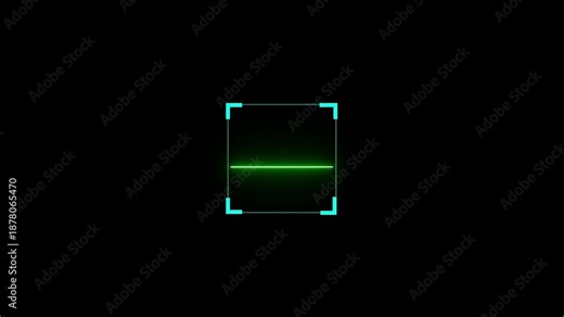 Scanner frame animation with digital scanning line. Futuristic scanner hud motion for biometric and security systems. Abstract scanning frame animation for technology and data processing.