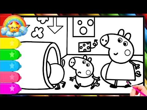 Peppa Pig and George Pig play hide and sik || Peppa Pig speed coloring || Peppa Pig coloring book