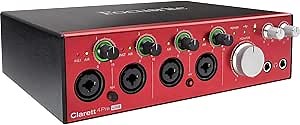 Focusrite AMS-CLARETT-4PRE-USB Clarett 4Pre USB 18-In/8-Out Audio Interface, Red Black