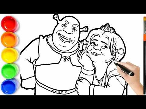 How to draw SHREK & FIONA | Sherk Drawing and coloring Page