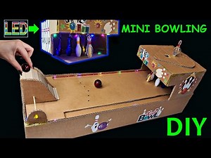 DIY Interactive MINI Bowling Game from Cardboard with LED Lights!