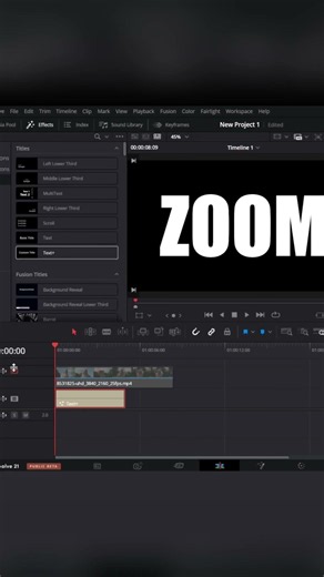 DaVinci Resolve: Zoom Through Text Animation with Text+ and Darken Blend