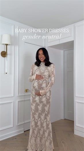 Nena Evans on Instagram: "Baby Shower Dresses PART ONE ☁️ love these dresses if you’re not finding out the gender or if you just want something neutral! I always think dressing for events in the winter is harder. Add on dressing for the bump and I had little confidence in what I’d find. But my shopping problem has paid off because these are all AMAZING!! Type “SHOWER DRESS” for links to these gender neutral baby shower dresses 🫶🏽 #babyshowerdress #pregnancystyle"