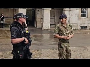 Blues and Royals trooper wears his camos / Multi-Terrain Pattern (MTP) during Guard Change. 14.08.23