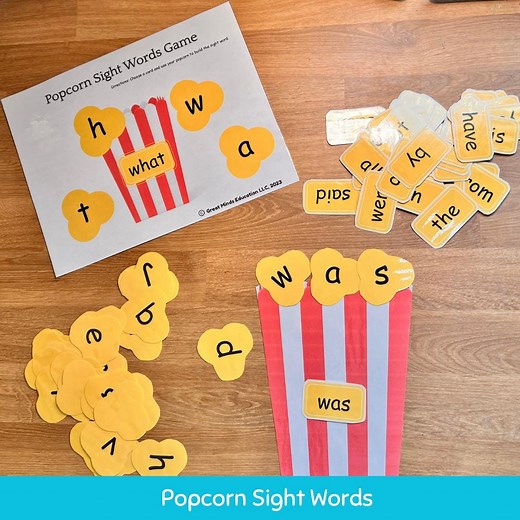Popcorn Sight Word Activity, Early Learning for Preschool, Kindergarten, Homeschool - Etsy