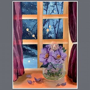18K views · 394 reactions | Flower and Window Acrylic Painting Color used : Primary Red, Primary Blue, Primary Yellow, Green Deep, Black, Titanium White Canvas : 19cm x 24cm IG : @eldrawingarts #acrylicpainting #artist #artwork #art #painting #eldrawingarts #flowerpainting | El Drawing Arts | Facebook
