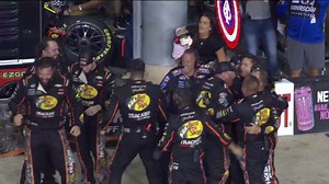 Austin Dillon takes the checkered flag after bumps for the lead