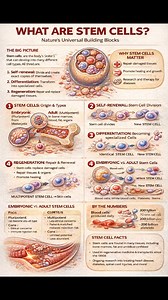 Stem cells are unique cells with the ability to self-renew and differentiate into specialized cell types. They play a crucial role in growth, tissue repair, and regeneration. Found in embryos, bone marrow, blood, and other tissues, stem cells form the foundation of regenerative medicine and advanced therapies for diseases and injuries. #StemCells #RegenerativeMedicine #CellBiology #MedicalScience #HumanBiology | Scoolam Foundation